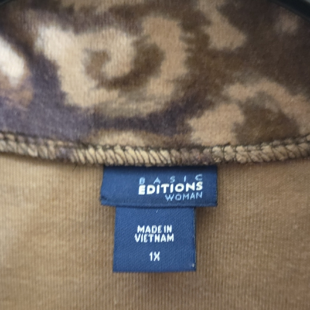 Basic Editions Brown Leopard-Print Teddy Jacket S… - image 4